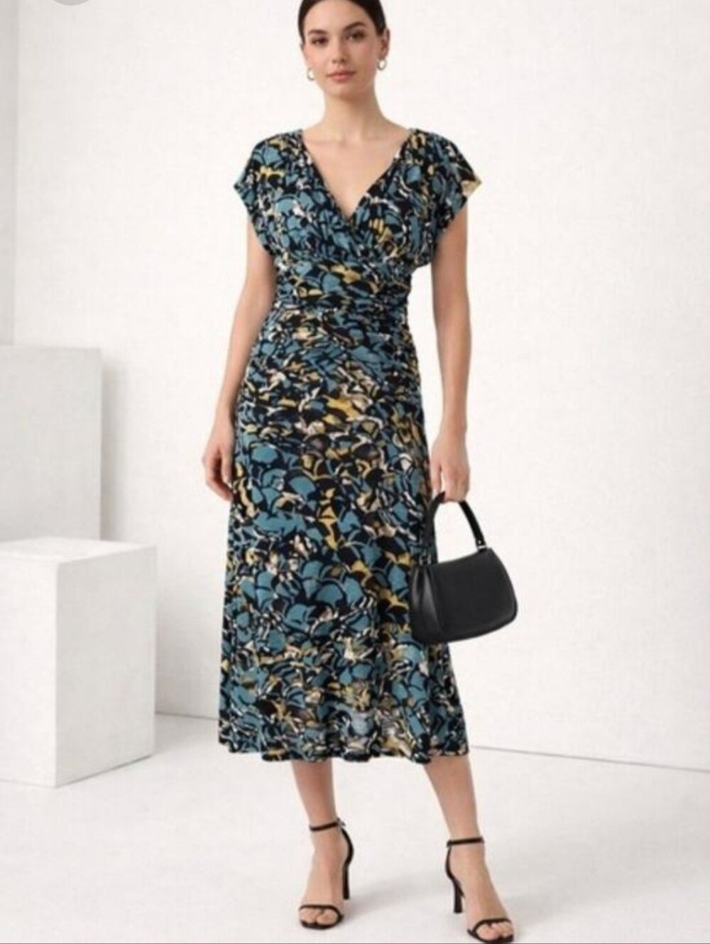 Anthropologie Moulinette Soeurs Botanica Dusk Ruched Midi Dress